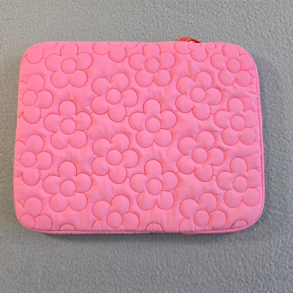 Unbranded Laptop Sleeve Unisex 11" Pink Quilted Daisy Floral Padded Pouch